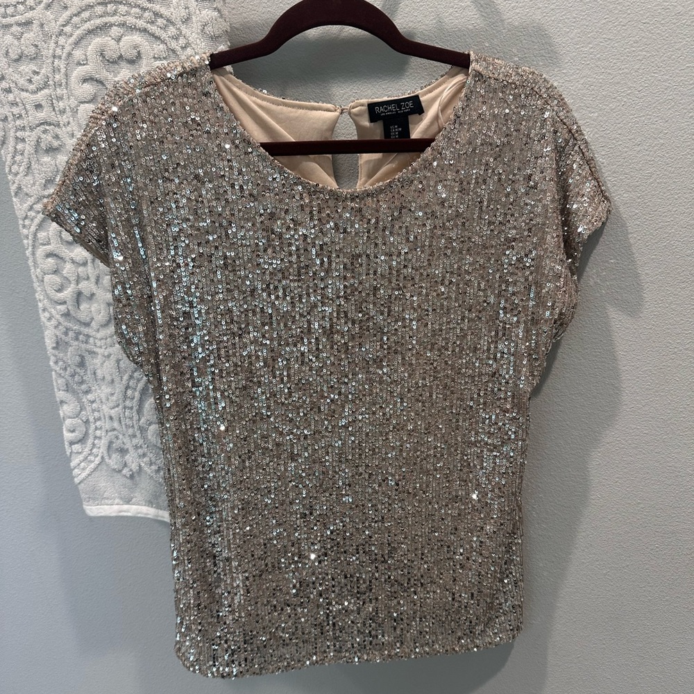 Rachel Zoe Glittering Silver Sequin Blouse - Picture 3 of 7